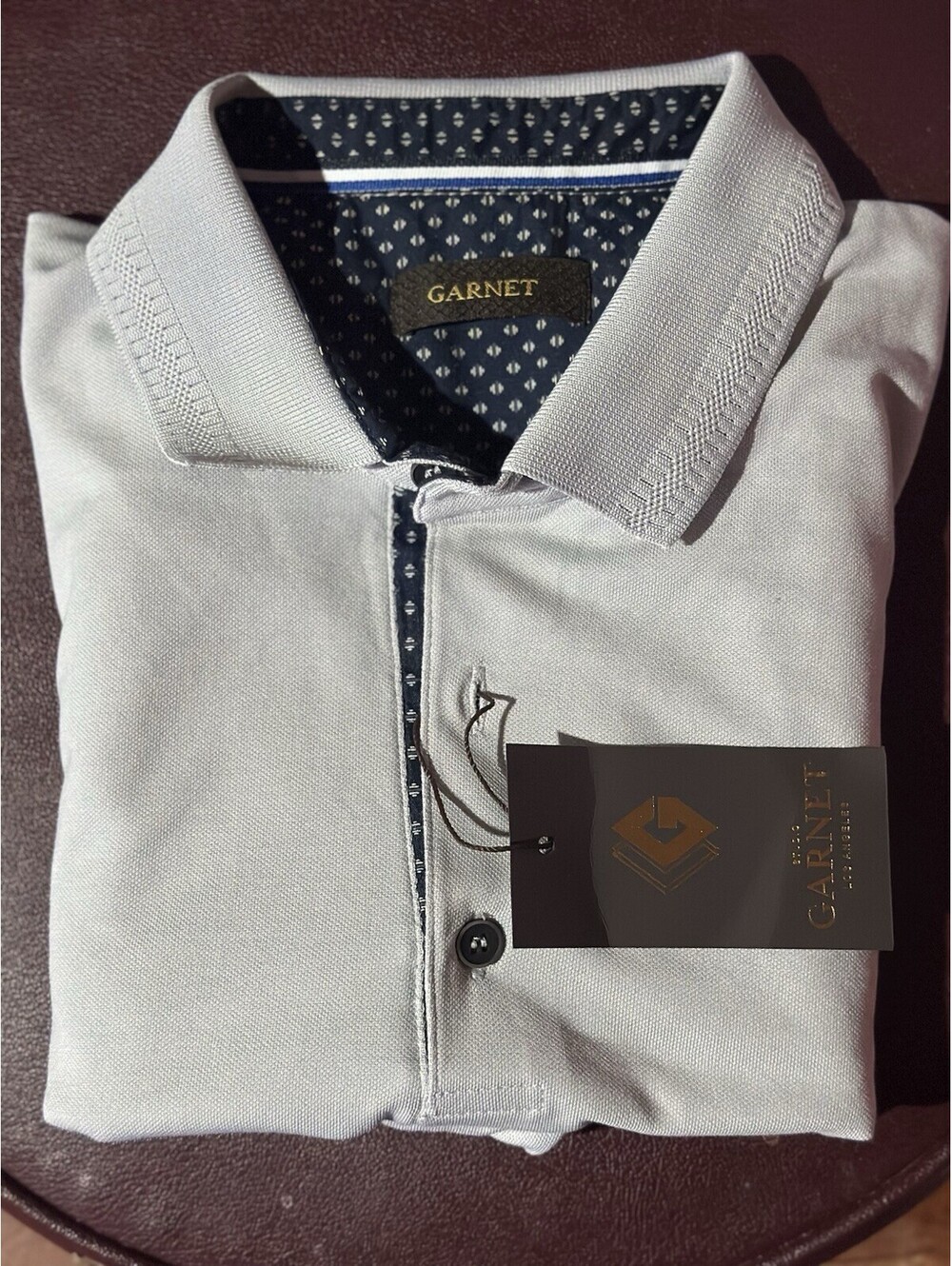 NWT Garnet Studio Los Angeles Men's Long Sleeve Polo Sweater Grey Size M